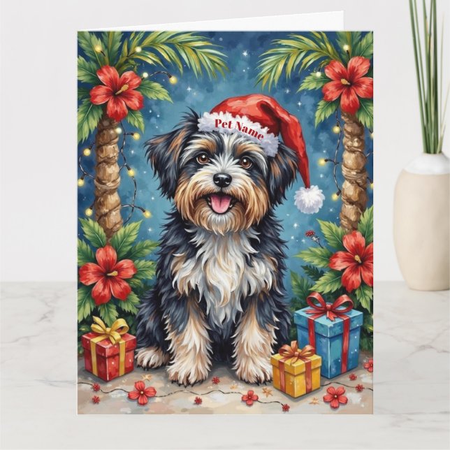 Havanese Tropical Christmas Night Hat Karte (Vorderseite)