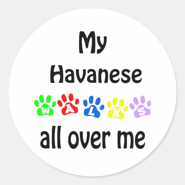Havanese Walks Design Runder Aufkleber (Vorderseite)
