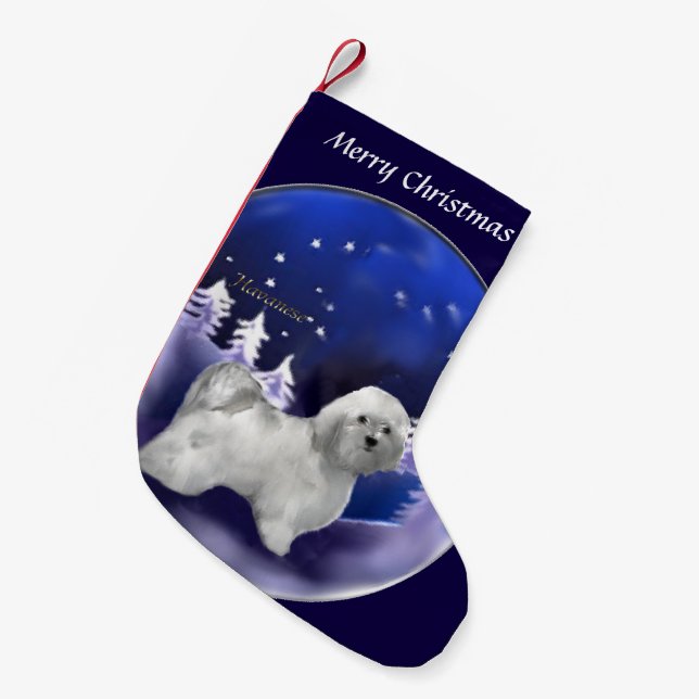 Havanese Weihnachten Kleiner Weihnachtsstrumpf (Vorderansicht (hängend))