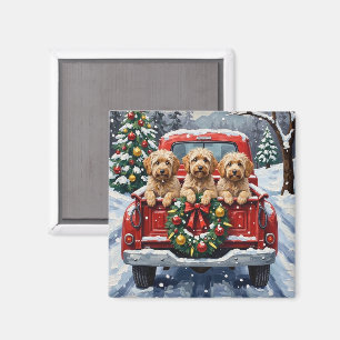 Havanese Weihnachten Rotes Lastwagen Ferien Magnet