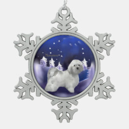 Havanese Weihnachten Schneeflocken Zinn-Ornament
