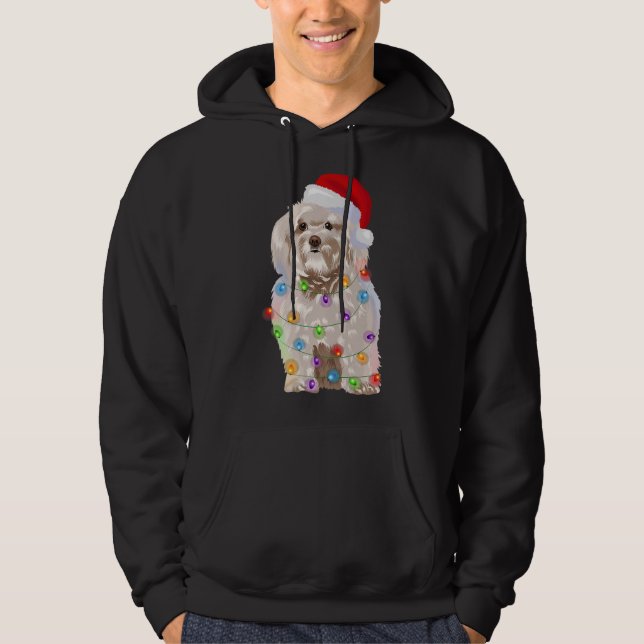 Havanese Weihnachtsbeleuchtung Xmas Hund Lover Wei Hoodie (Vorderseite)