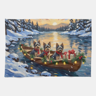 Havanese Weihnachtsboot-Feiertag Geschirrtuch