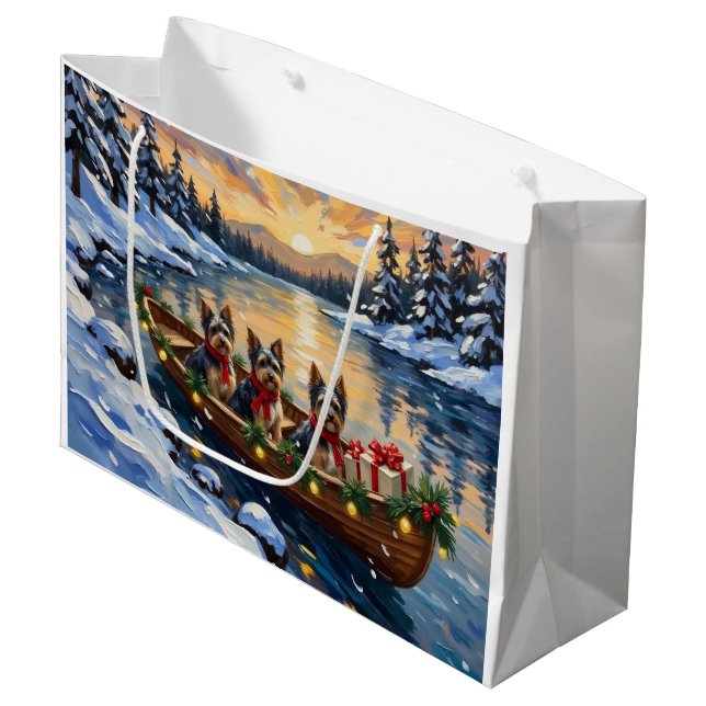 Havanese Weihnachtsboot-Feiertag Große Geschenktüte (Vorderseite Schrägansicht)