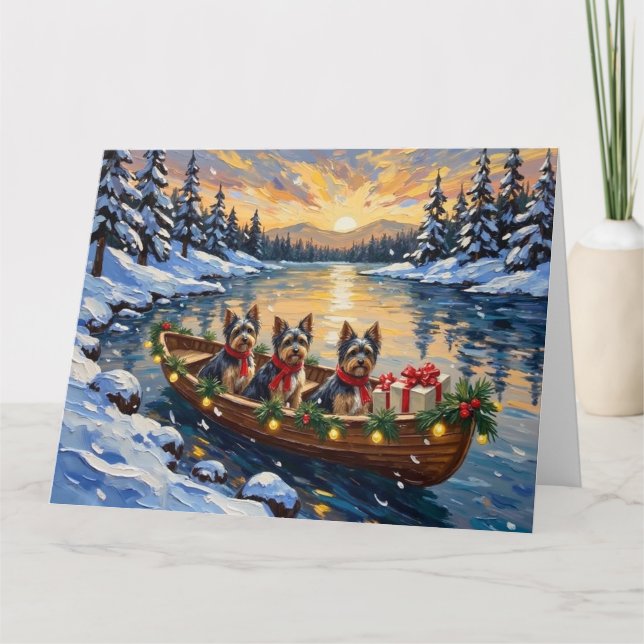 Havanese Weihnachtsboot-Feiertag Karte (Vorderseite)