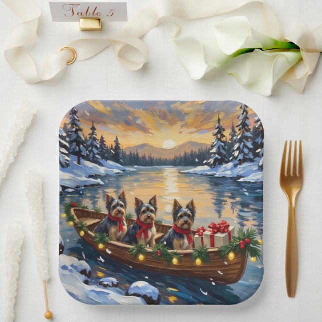Havanese Weihnachtsboot-Feiertag Pappteller (Hochzeit)