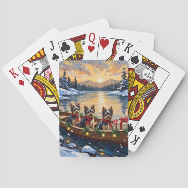 Havanese Weihnachtsboot-Feiertag Spielkarten (Rückseite)