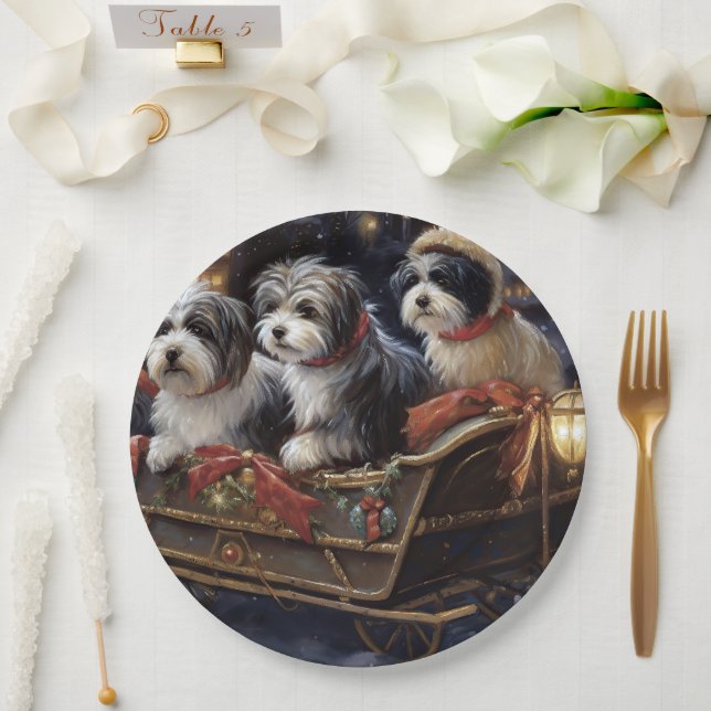 Havanese Weihnachtsfeiertage Pappteller (Hochzeit)