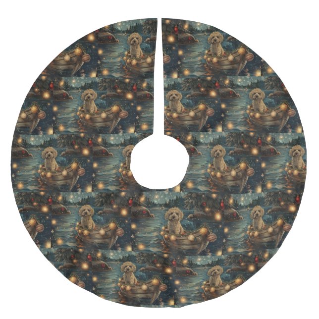 Havanese Weihnachtsfest Reise Polyester Weihnachtsbaumdecke (Vorderseite)