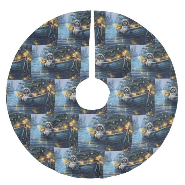 Havanese Weihnachtsfest Reise Polyester Weihnachtsbaumdecke (Vorderseite)