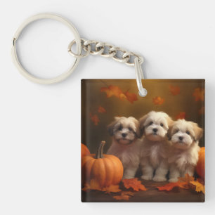 Havanese Welpe Autumn Delight Pumpkin Schlüsselanhänger