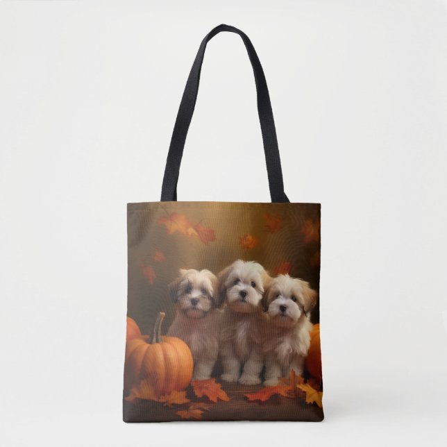 Havanese Welpe Autumn Delight Pumpkin Tasche (Vorderseite)