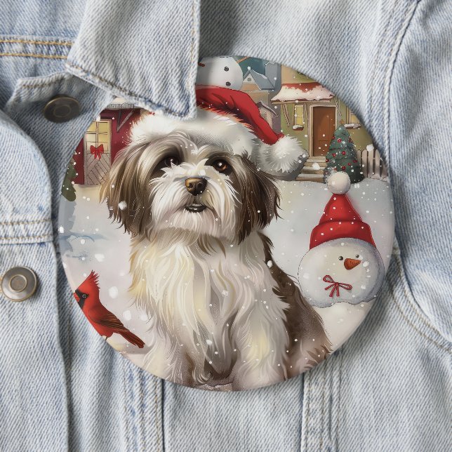 Havanese Winter Wonderland Weihnachtsfreude Button (Beispiel)