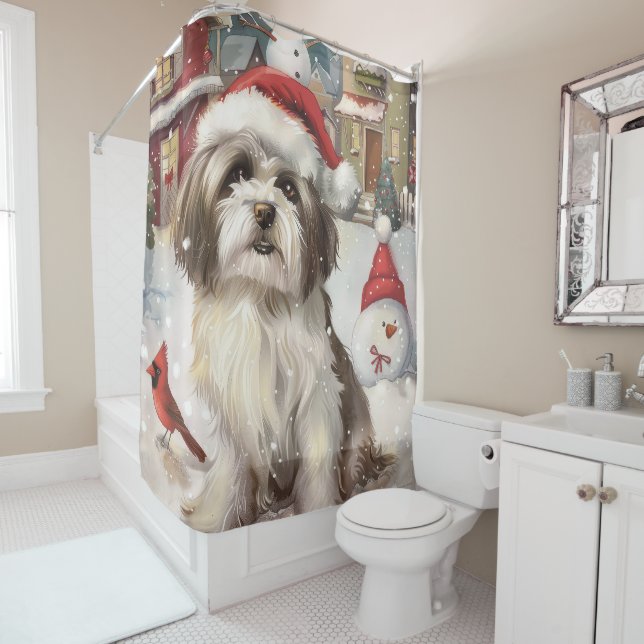 Havanese Winter Wonderland Weihnachtsfreude Duschvorhang (Beispiel)