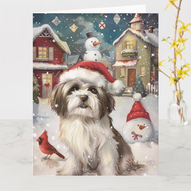 Havanese Winter Wonderland Weihnachtsfreude Karte (Gelbe Blume)