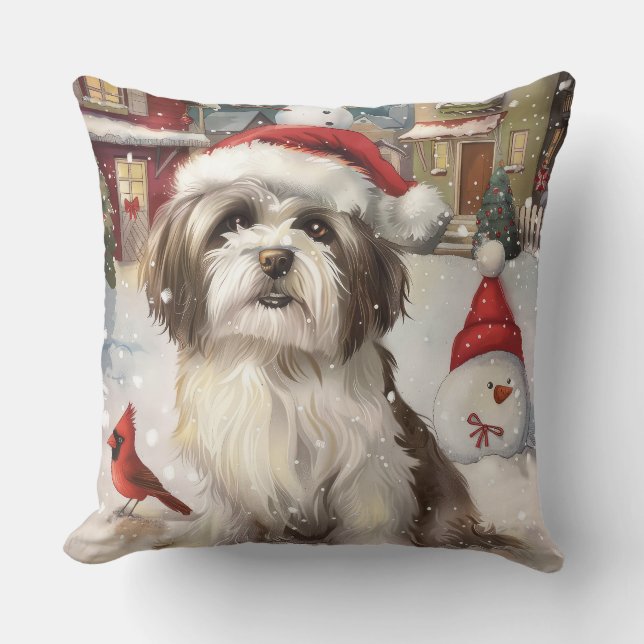 Havanese Winter Wonderland Weihnachtsfreude Kissen (Vorderseite)