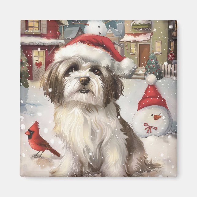 Havanese Winter Wonderland Weihnachtsfreude Magnet (Vorne)