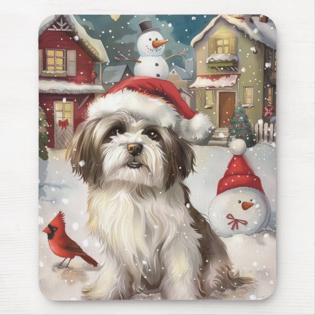 Havanese Winter Wonderland Weihnachtsfreude Mousepad (Vorne)