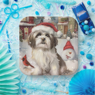 Havanese Winter Wonderland Weihnachtsfreude Pappteller