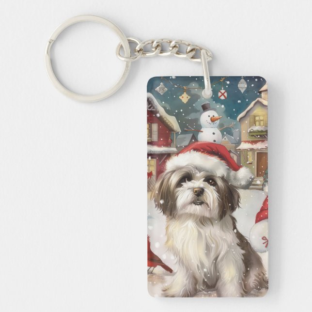 Havanese Winter Wonderland Weihnachtsfreude Schlüsselanhänger (Vorderseite)