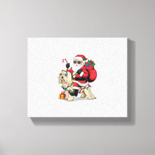 Havanese Xmas Lighting Santa Riding Havanese Hund Leinwanddruck