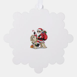 Havanese Xmas Lighting Santa Riding Havanese Hund Ornament Karte