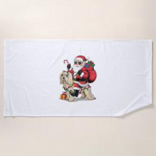 Havanese Xmas Lighting Santa Riding Havanese Hund Strandtuch