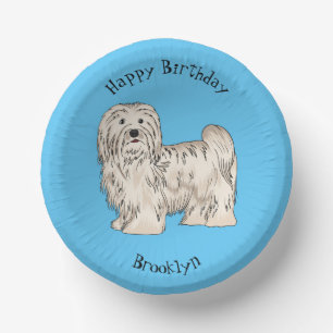 Havaneser-Hund Cartoon-Illustration Pappteller