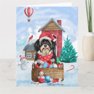 Havaneserhund im Schnee Weihnachtshundhaus Karte