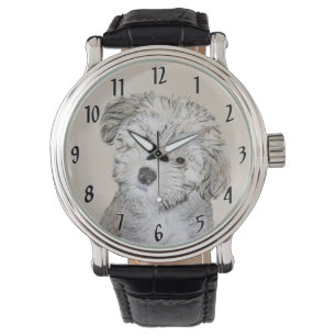 Havanesische Welpenmalerei - Niedliche Original Hu Armbanduhr