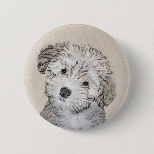Havanesische Welpenmalerei - Niedliche Original Hu Button