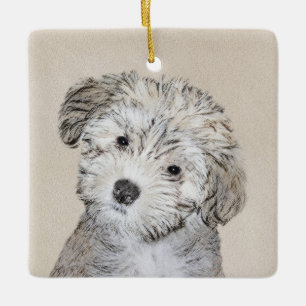 Havanesische Welpenmalerei - Niedliche Original Hu Keramikornament