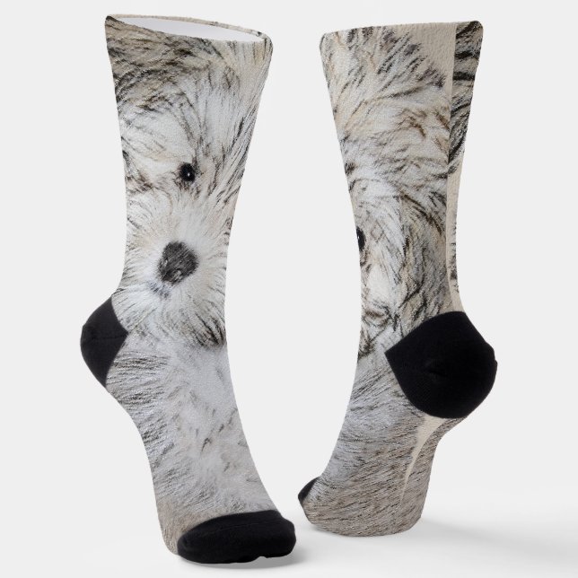 Havanesische Welpenmalerei - Niedliche Original Hu Socken (Gewinkelt)