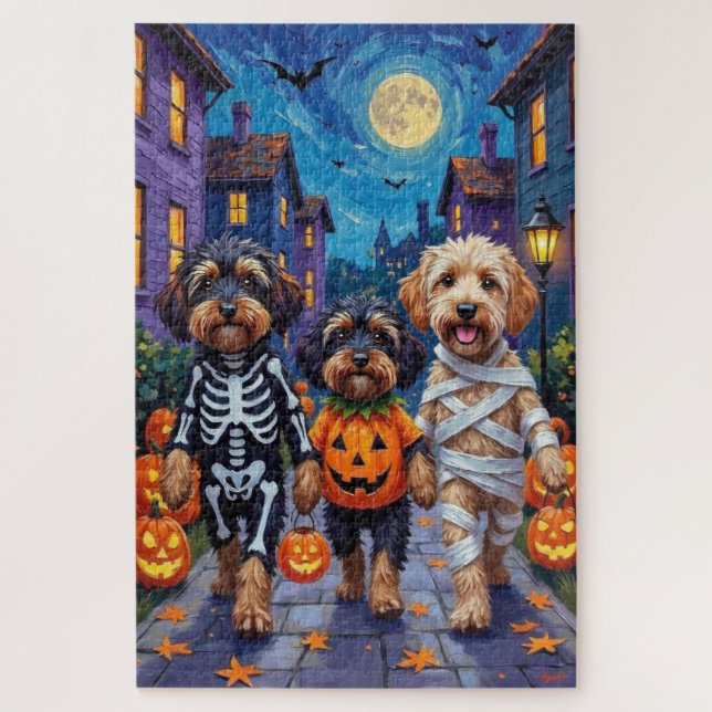 Havanische Hunde Trick-oder-Treating Halloween-Kos (Vertikal)