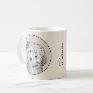 Havanische Welpenmalerei - Niedliche Original Hund Kaffeetasse