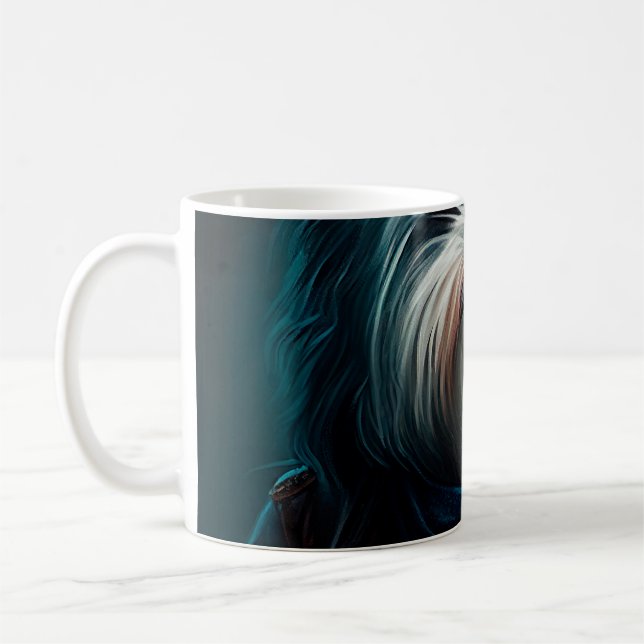 Havanischer Hund auf dem Fahrrad, digitales Bild Kaffeetasse (Links)