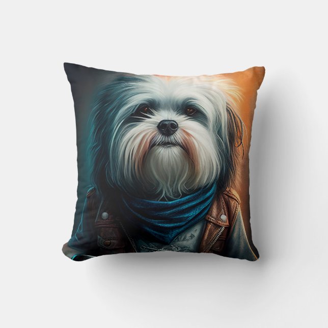 Havanischer Hund auf dem Fahrrad, digitales Bild Kissen (Vorderseite)