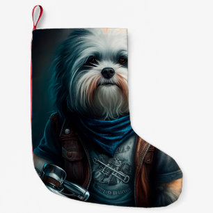 Havanischer Hund auf dem Fahrrad, digitales Bild Kleiner Weihnachtsstrumpf