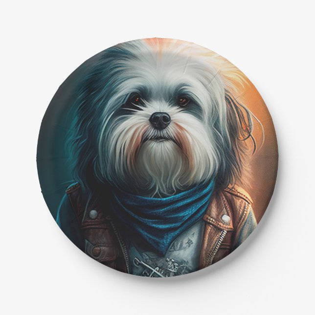 Havanischer Hund auf dem Fahrrad, digitales Bild Pappteller (Vorderseite)
