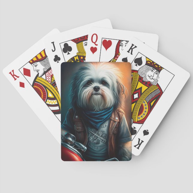 Havanischer Hund auf dem Fahrrad, digitales Bild Spielkarten (Rückseite)
