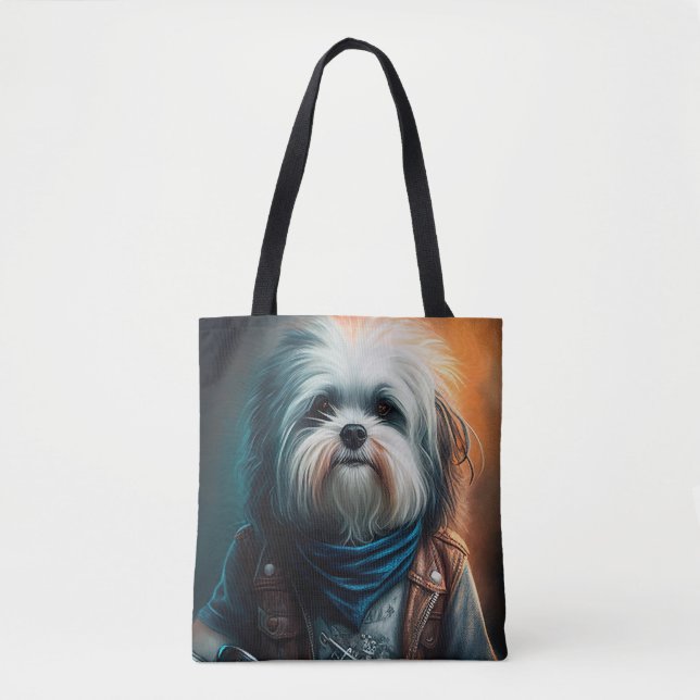 Havanischer Hund auf dem Fahrrad, digitales Bild Tasche (Vorderseite)