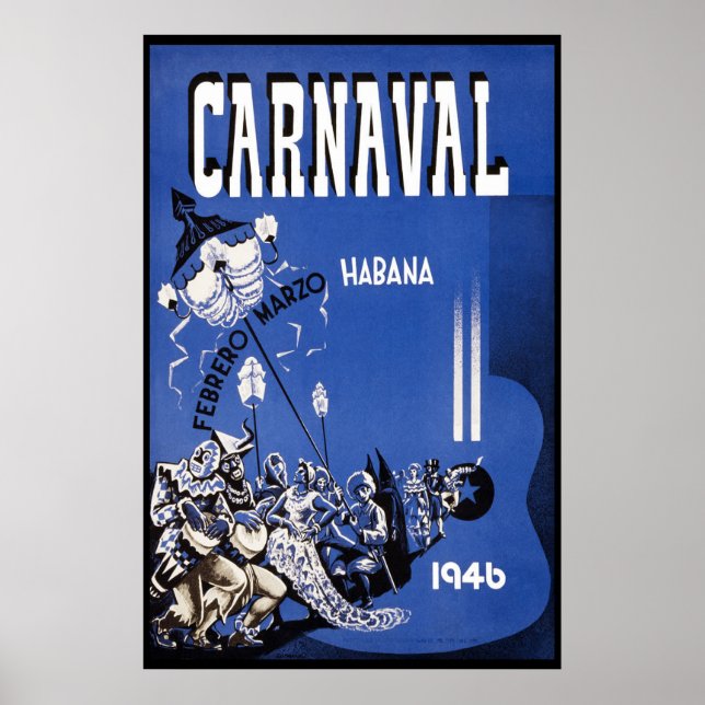 Havanna Karneval 1946 Vintage Travel Poster (Vorne)