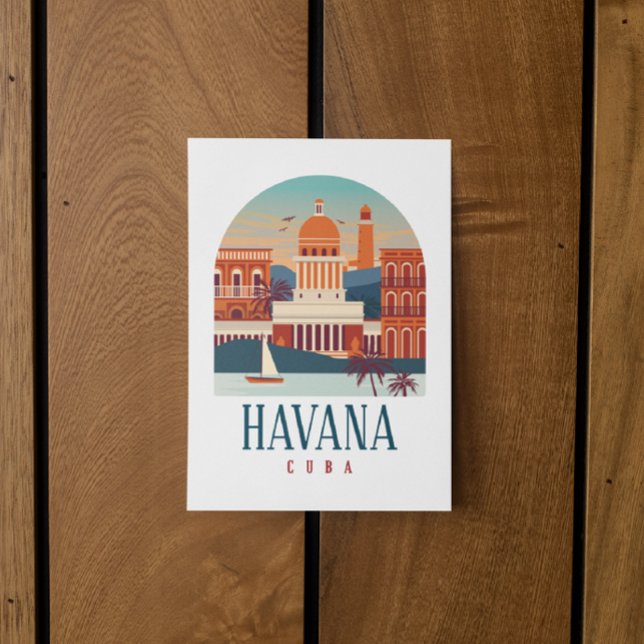 Havanna Kuba Insel Vintag Minimal Retro Stadt Postkarte (havana cuba vintage postcard)