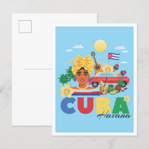 Havanna Kuba Kunst Vintage Reiseillustration Postkarte