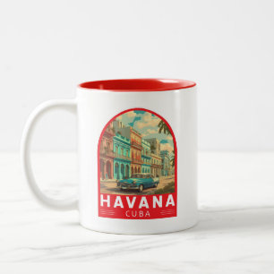 Havanna Kuba Reise Kunst Emblem Zweifarbige Tasse