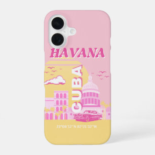 Havanna Kuba Rosa Preppy Kunst iPhone 16 Hülle