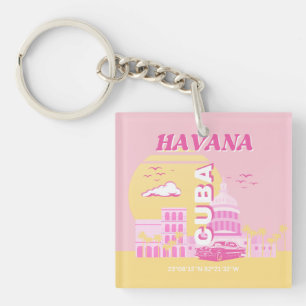 Havanna Kuba Rosa Preppy Kunst Schlüsselanhänger
