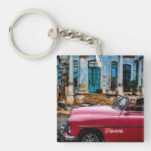 Havanna Kuba Rotes Oldtimer Auto Schlüsselanhänger