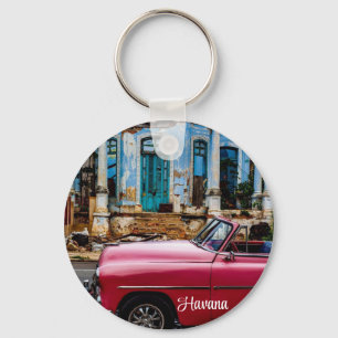 Havanna Kuba Rotes Oldtimer-Auto Schlüsselanhänger