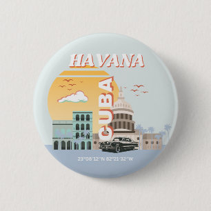 Havanna Kuba Vintage Reise Kunst Button